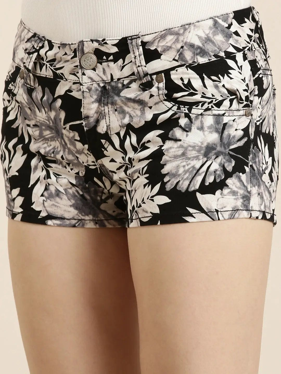 Women's Black Printed Shorts