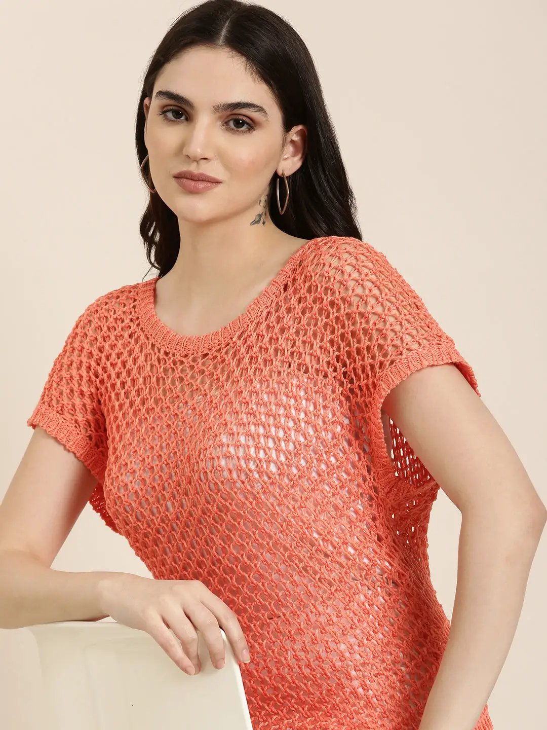Women's Coral Solid Top