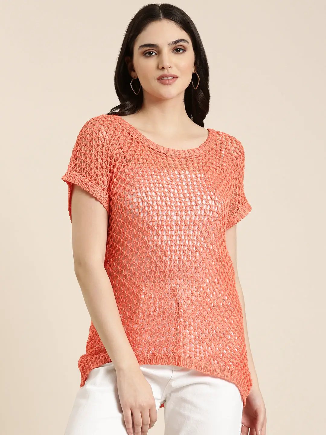 Women's Coral Solid Top