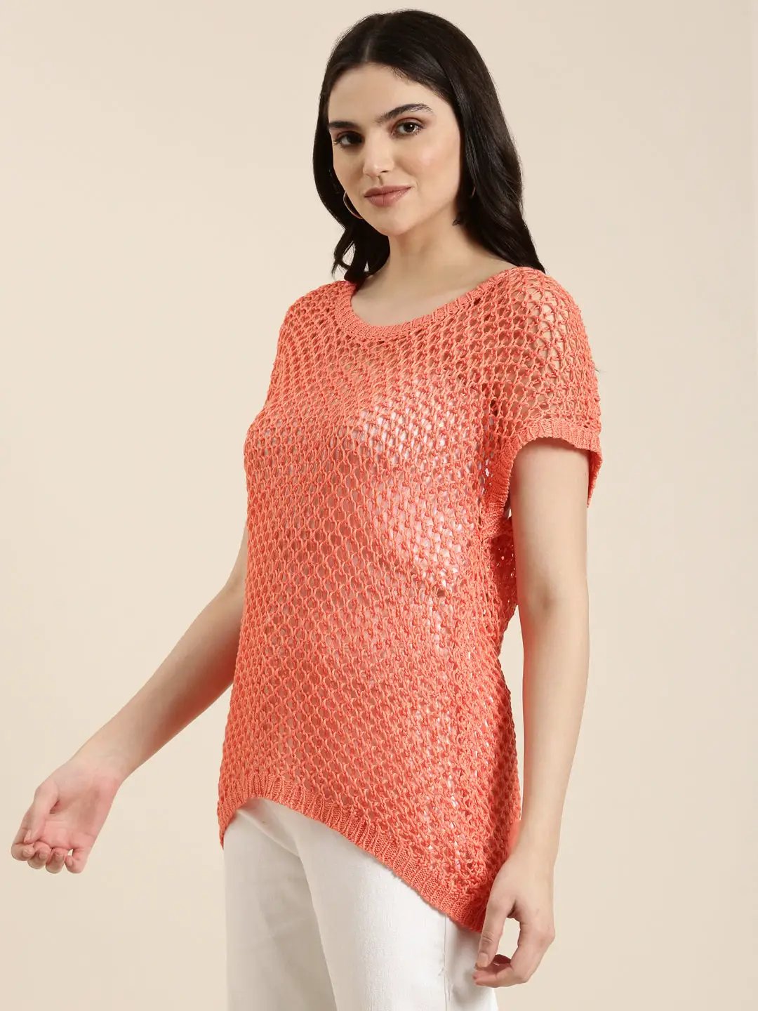 Women's Coral Solid Top