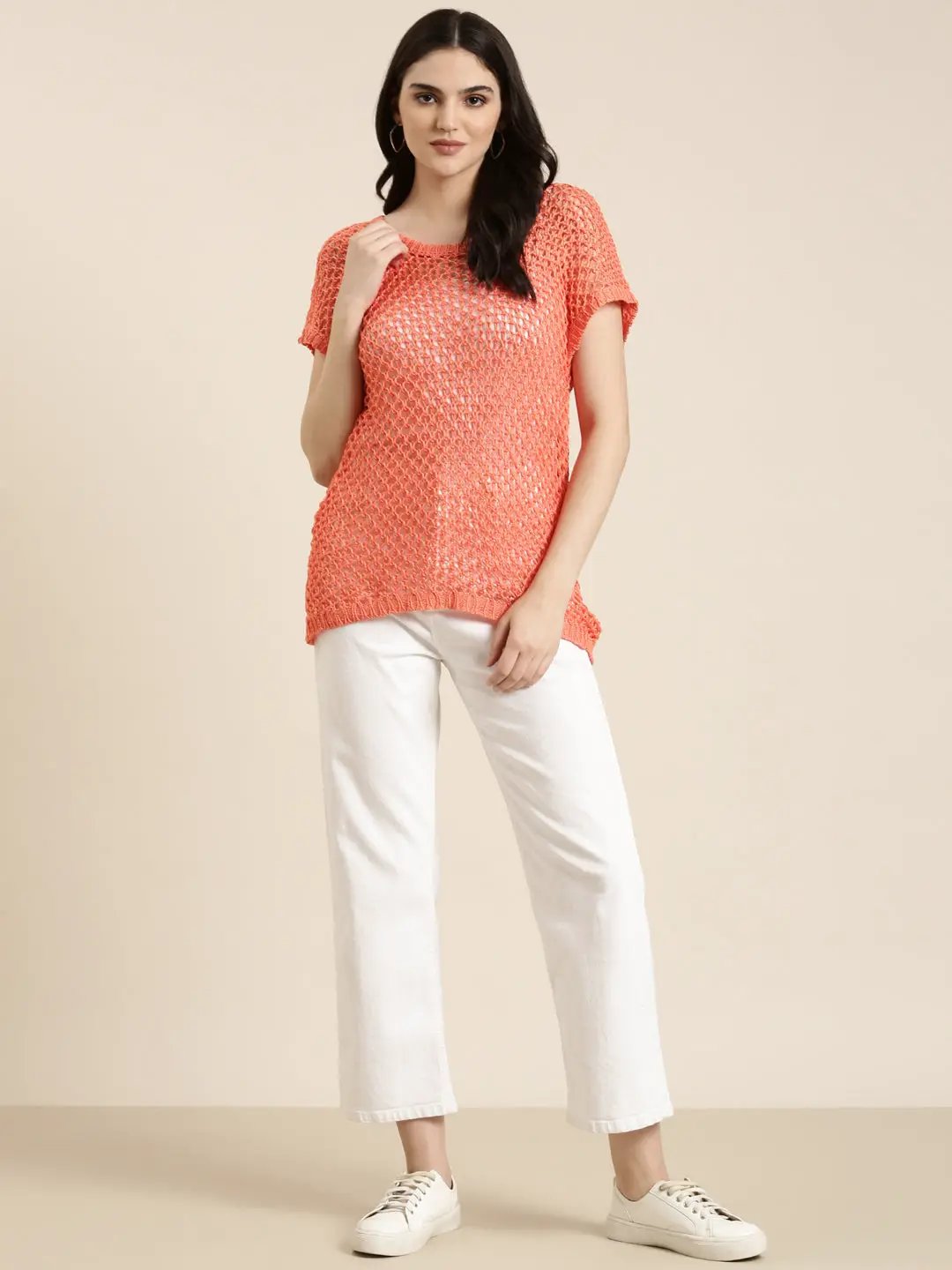 Women's Coral Solid Top