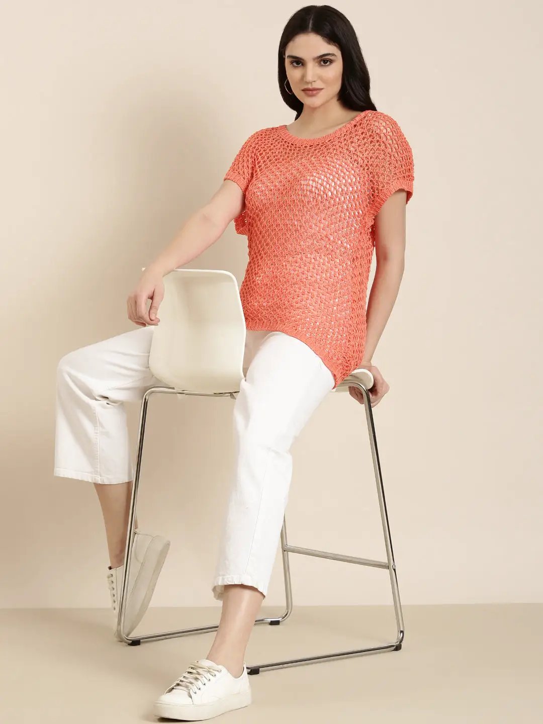 Women's Coral Solid Top
