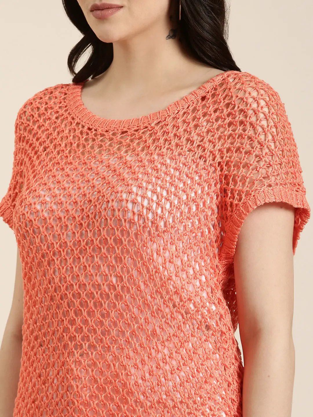 Women's Coral Solid Top