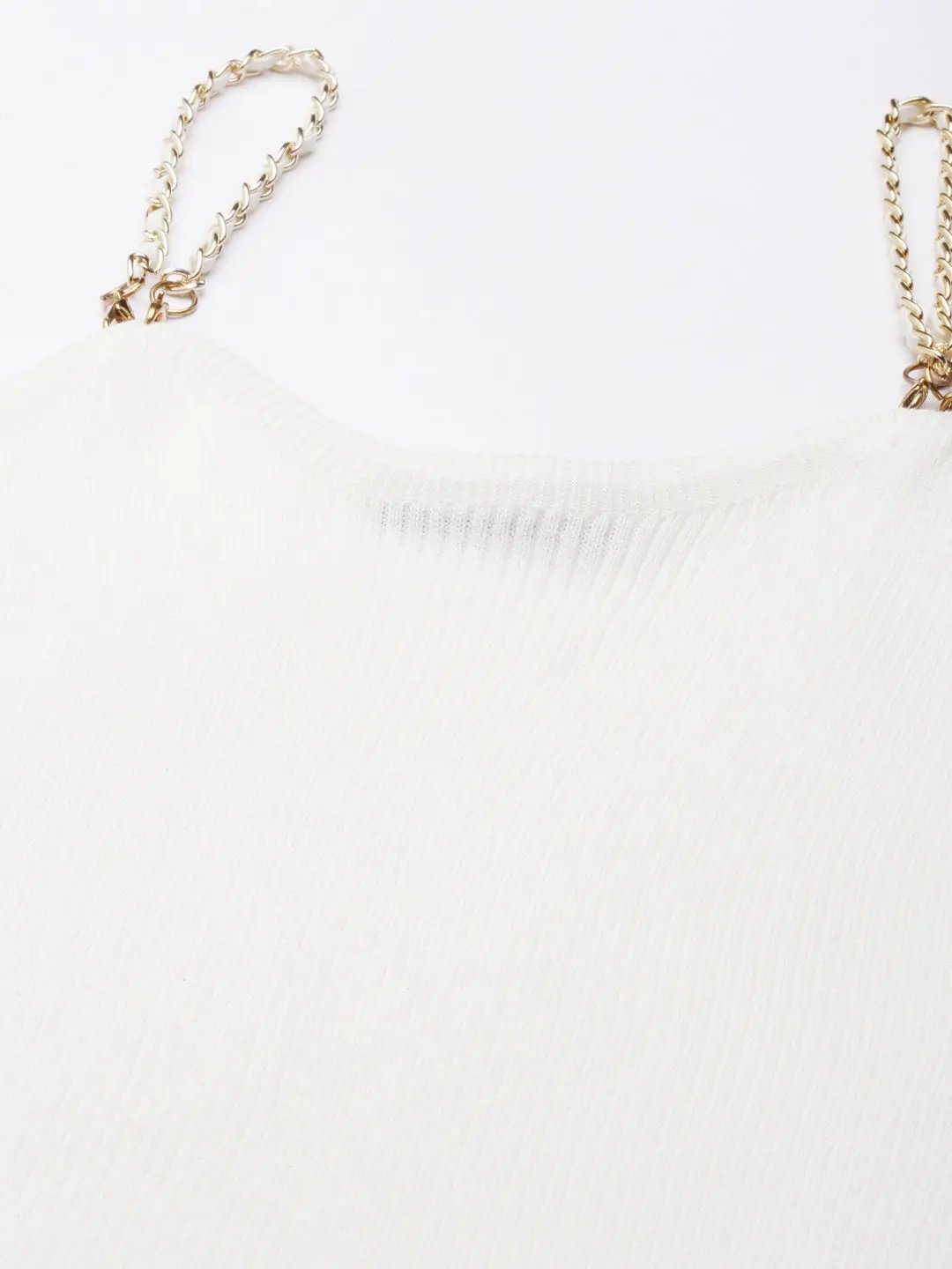 Women's Off White Solid Fitted Crop Top