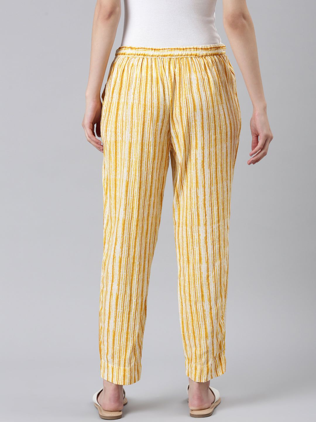 Women White Striped Trouser