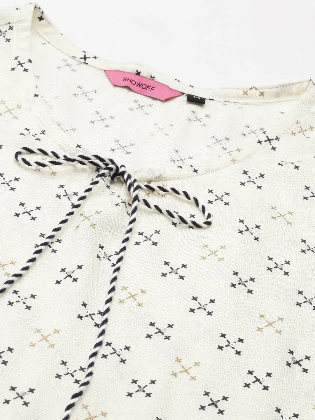 Women's Cream Printed Straight Kurta