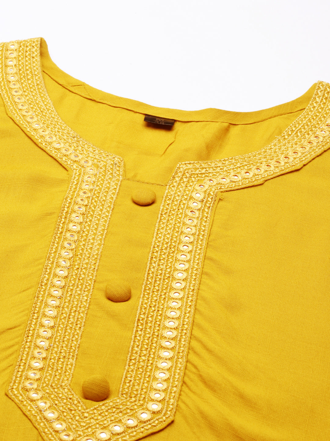 Women's Mustard Solid Straight Kurti