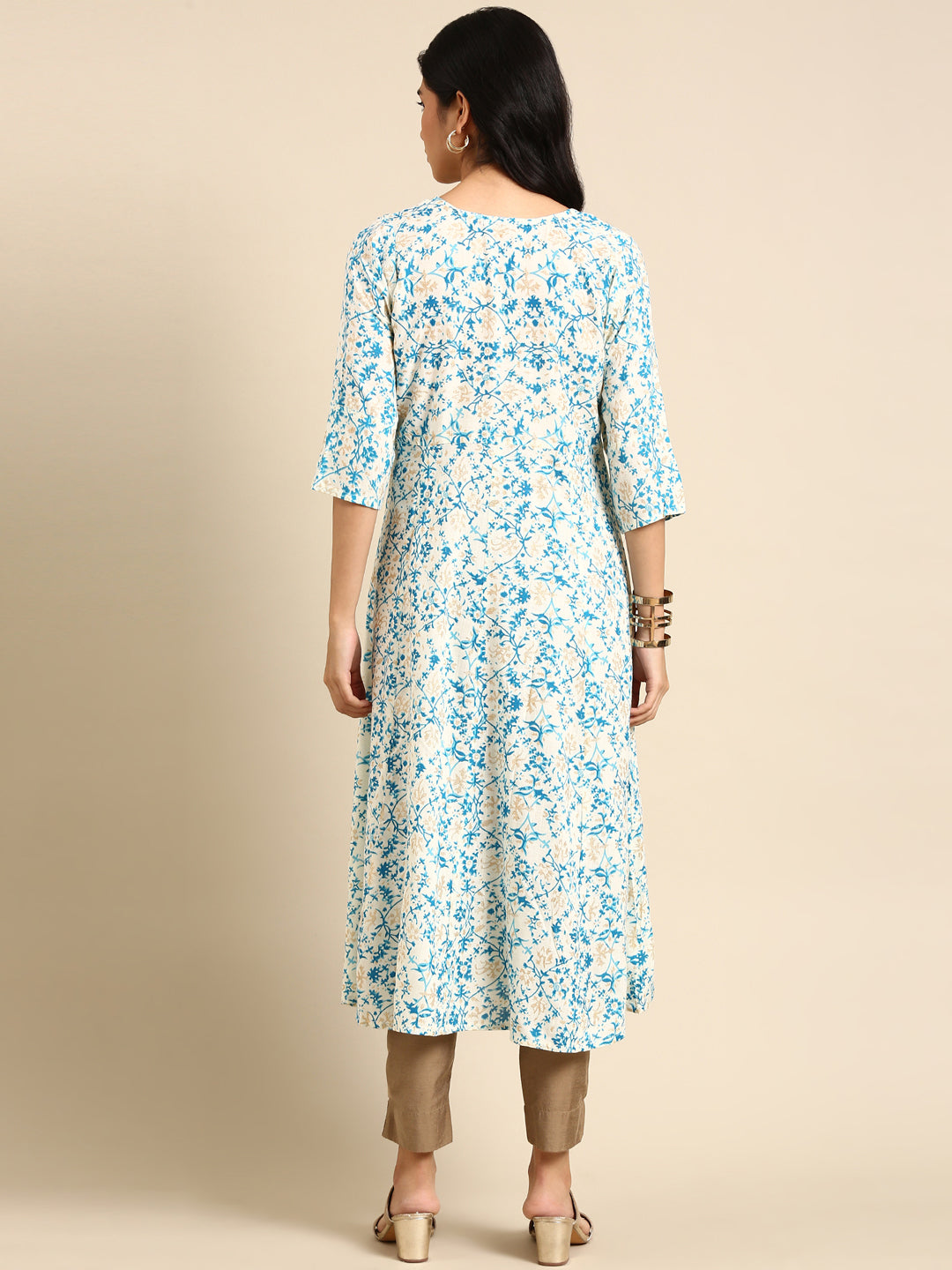 Women's White Printed Straight Kurta