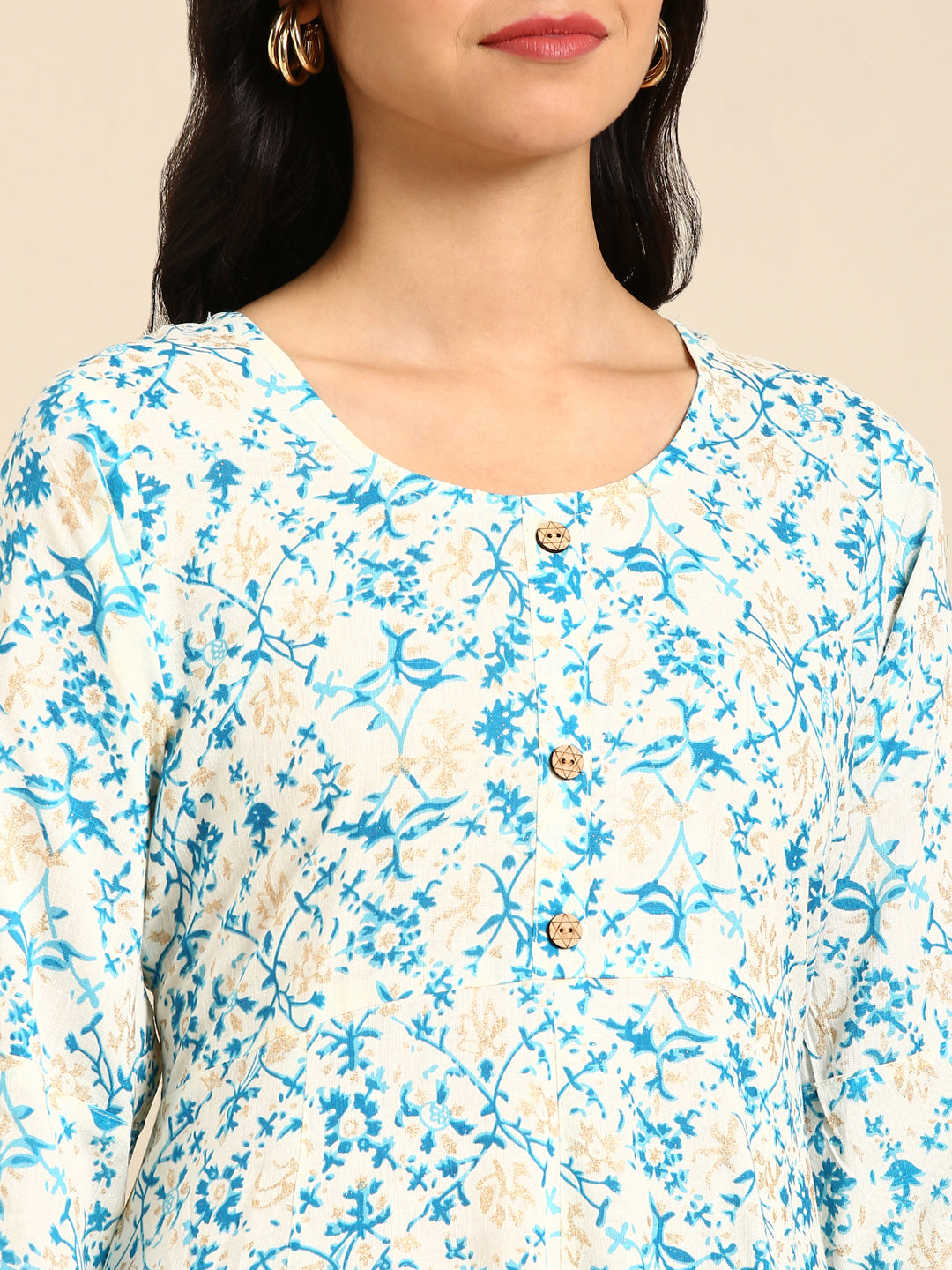 Women's White Printed Straight Kurta