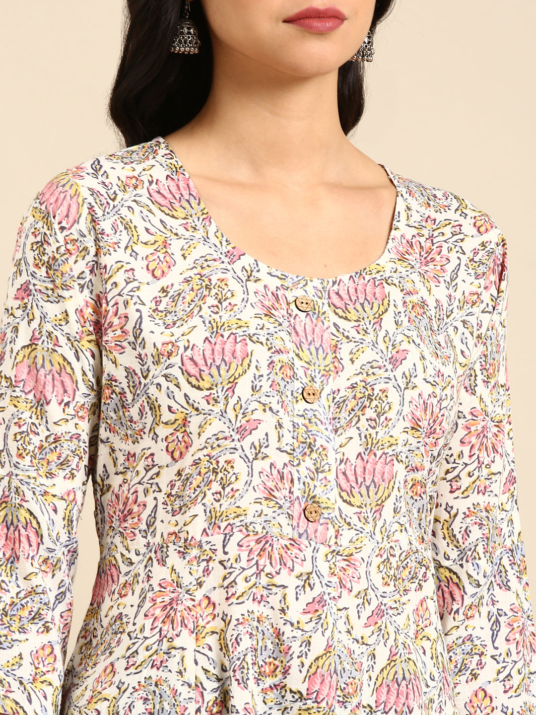 Women's White Printed Straight Kurta