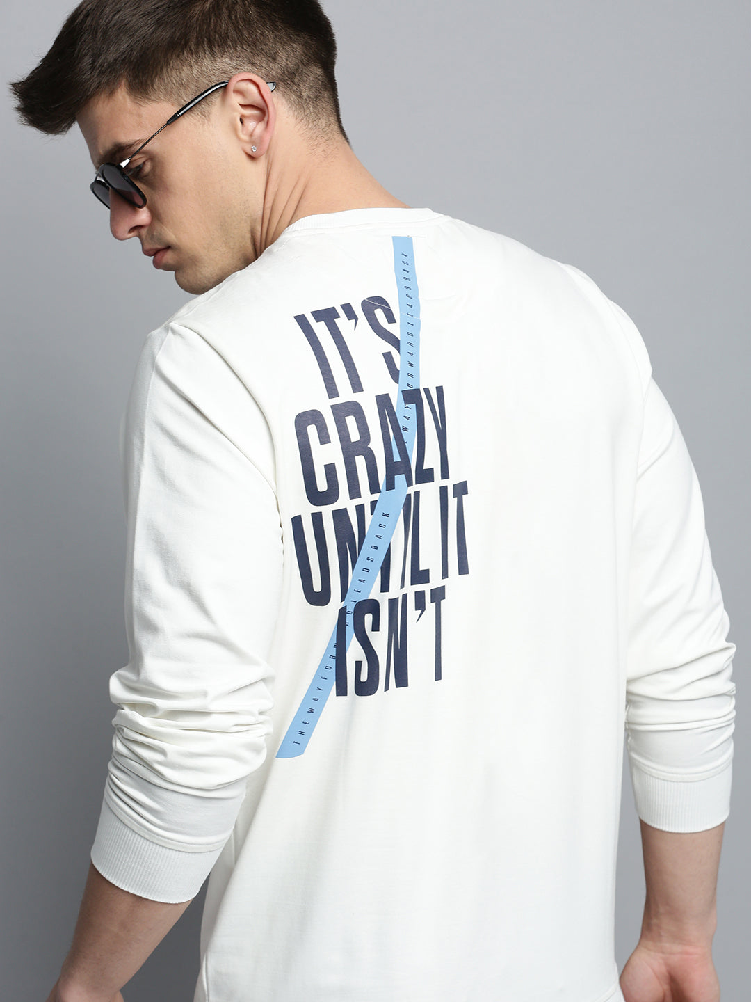 Men White Printed Casual Sweatshirt