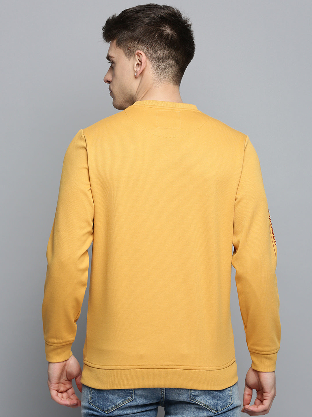 Men Yellow Printed Casual Sweatshirt