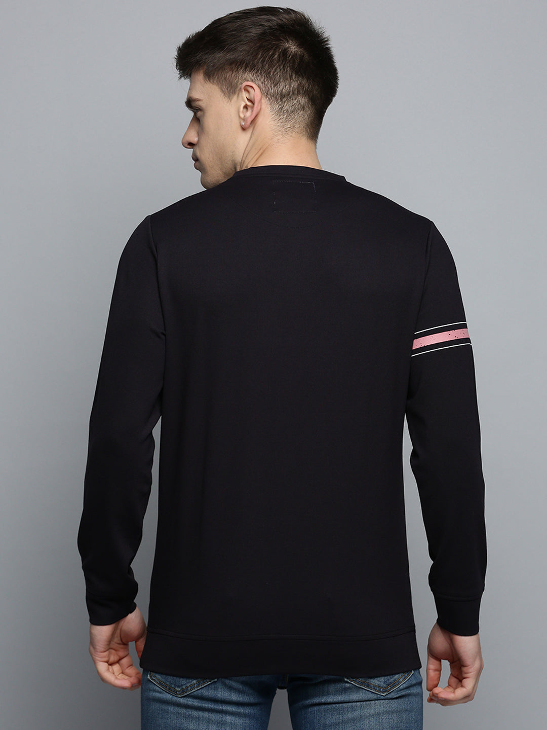 Men Black Printed Casual Sweatshirt