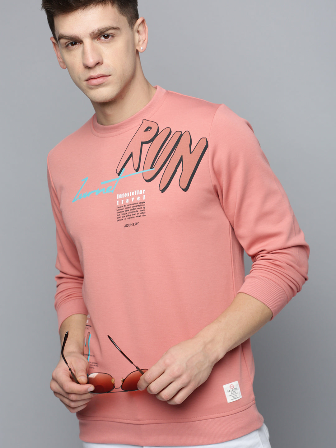 Men's Coral Printed Casual Sweatshirt