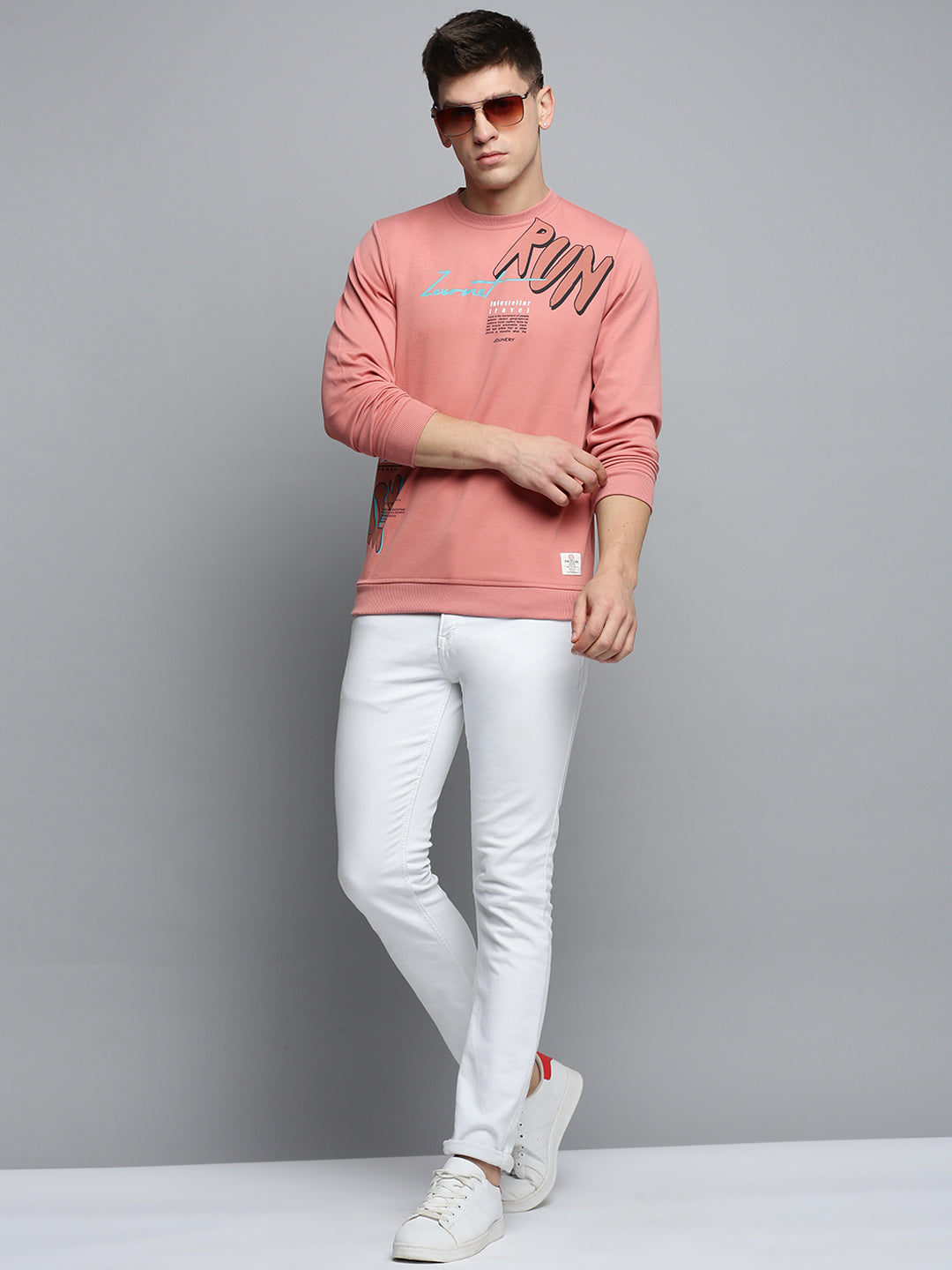 Men's Coral Printed Casual Sweatshirt