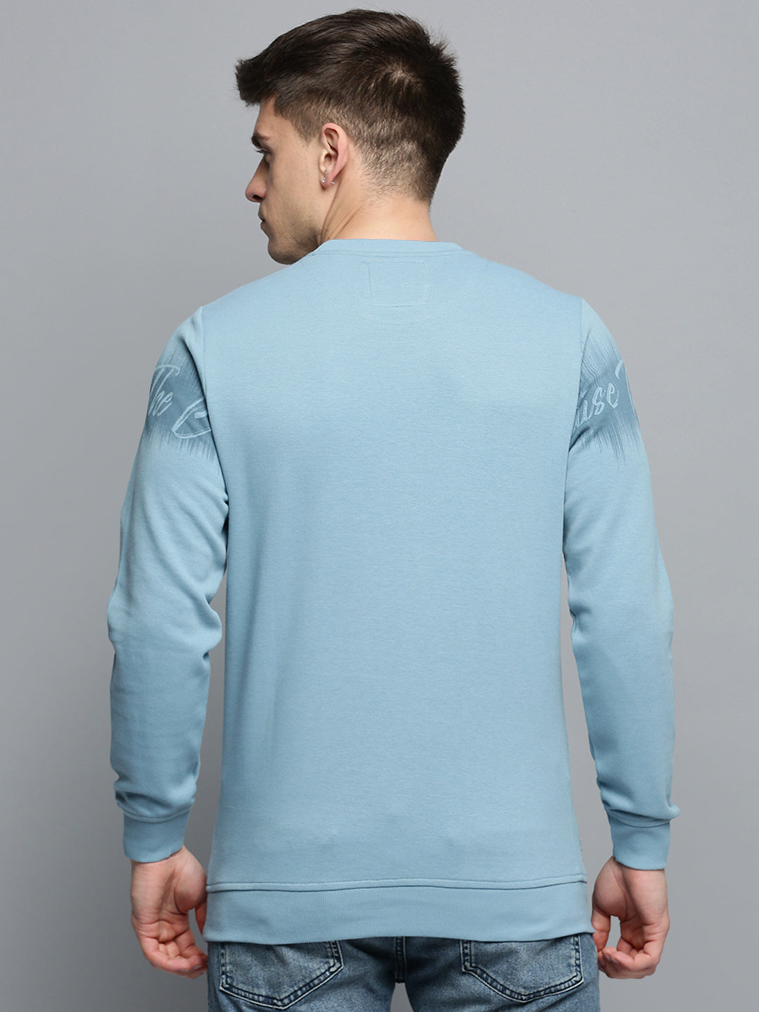 Men Blue Printed Casual Sweatshirt