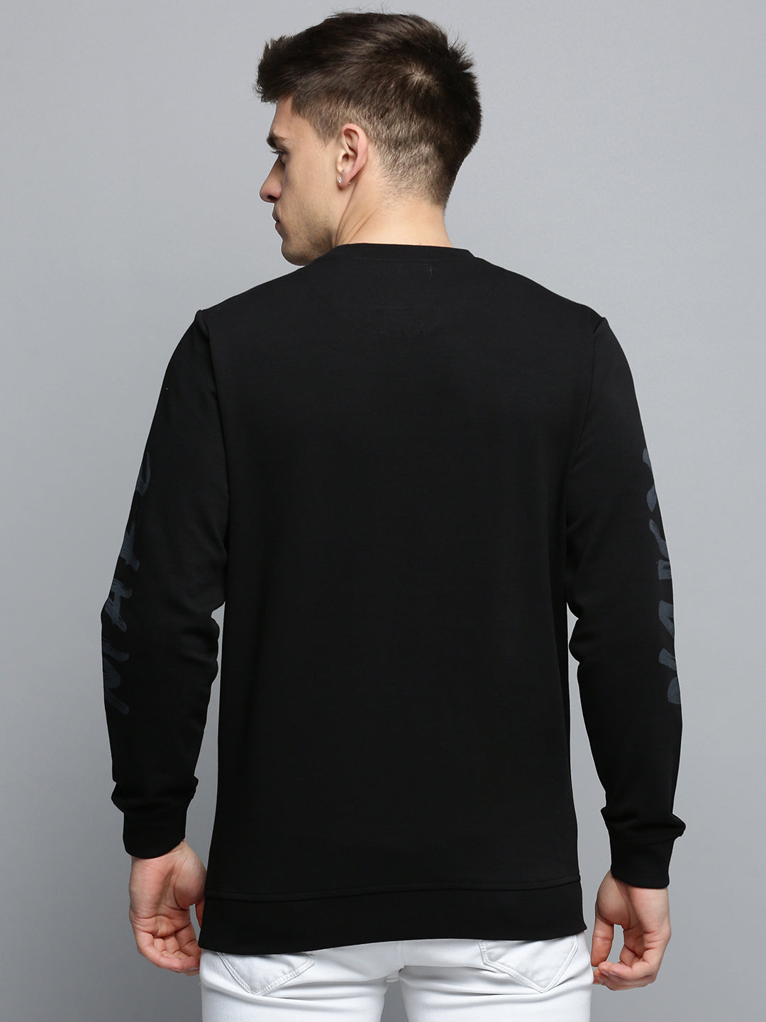 Men Black Printed Casual Sweatshirt