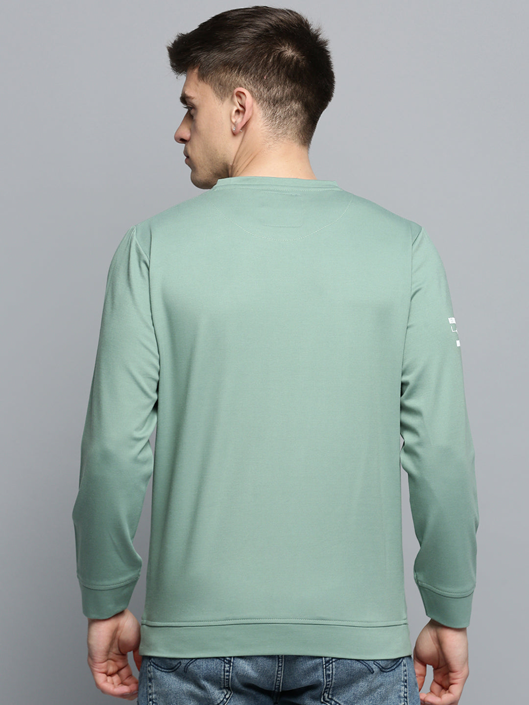 Men Green Printed Casual Sweatshirt