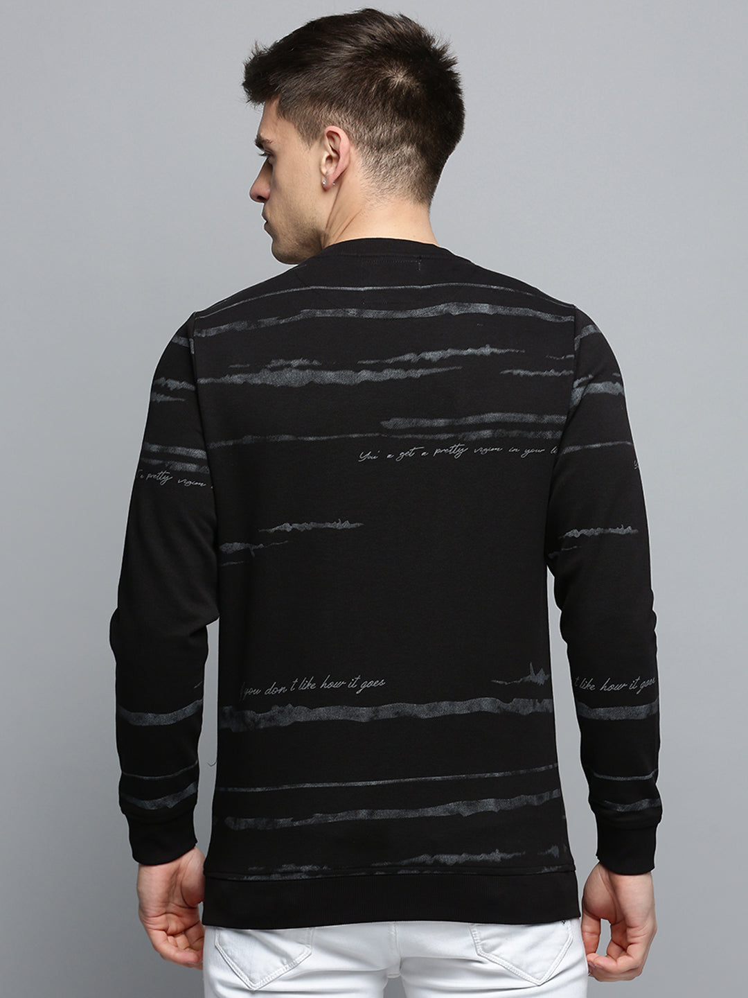 Men Black Printed Casual Sweatshirt