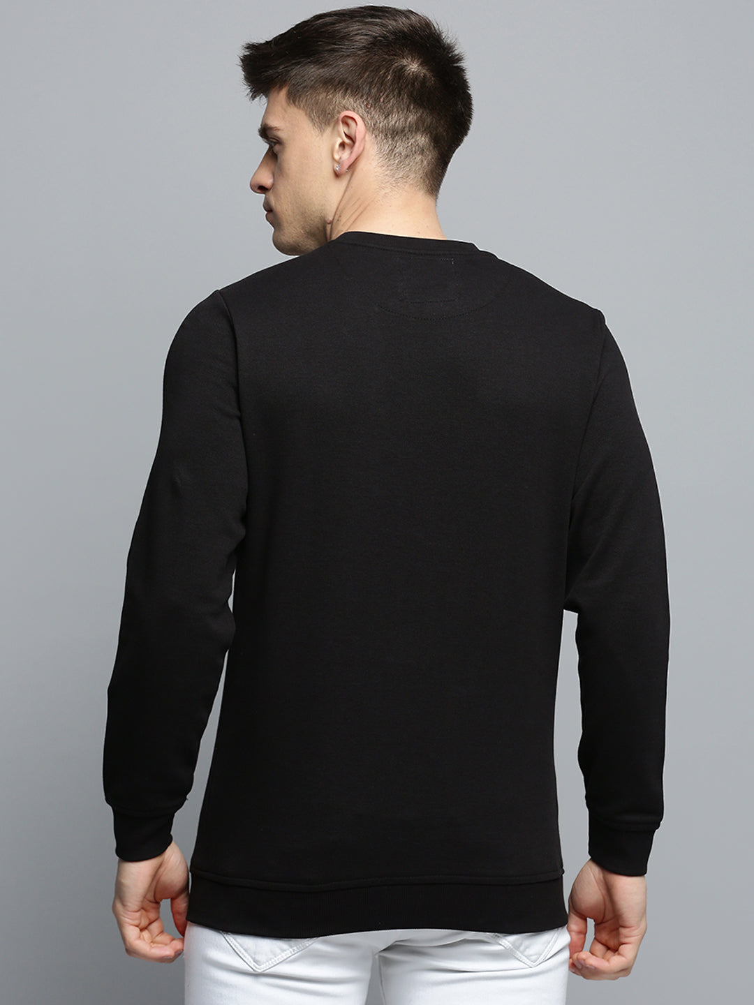 Men Black Solid Casual Sweatshirt