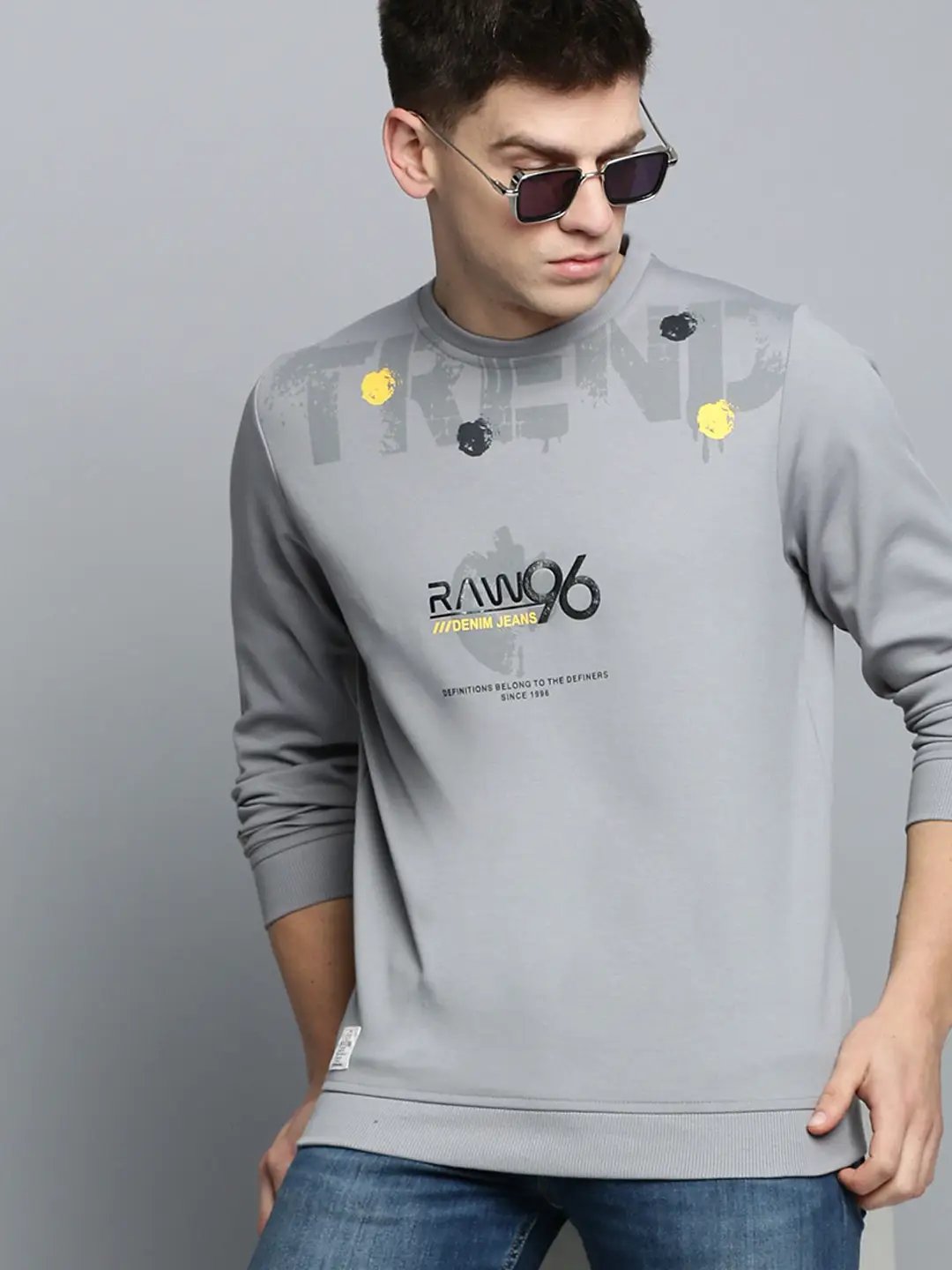 Men's Grey Printed Casual Sweatshirt