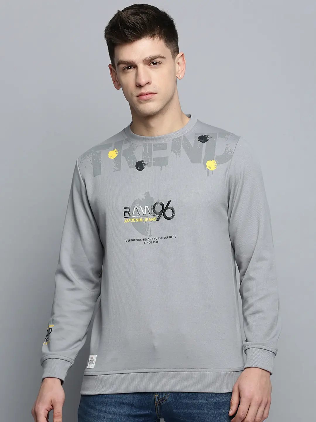 Men's Grey Printed Casual Sweatshirt