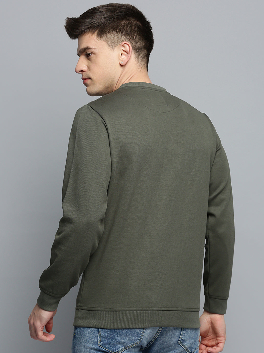 Men Green Printed Casual Sweatshirt