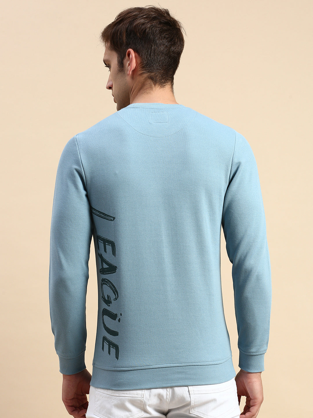 Men Blue Printed Casual Sweatshirt