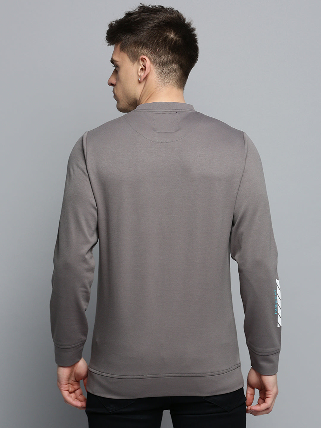 Men Grey Printed Casual Sweatshirt