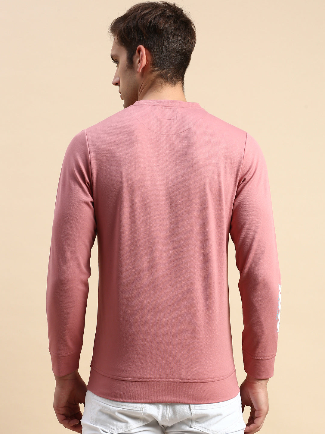 Men Pink Printed Casual Sweatshirt