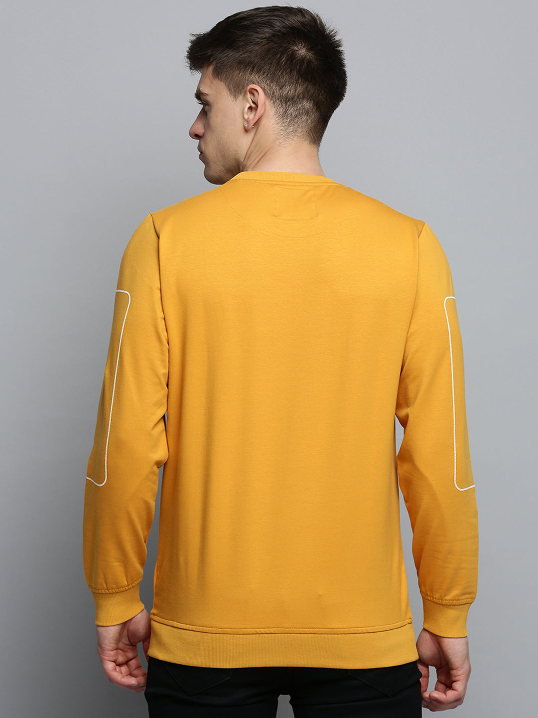 Men Yellow Printed Casual Sweatshirt