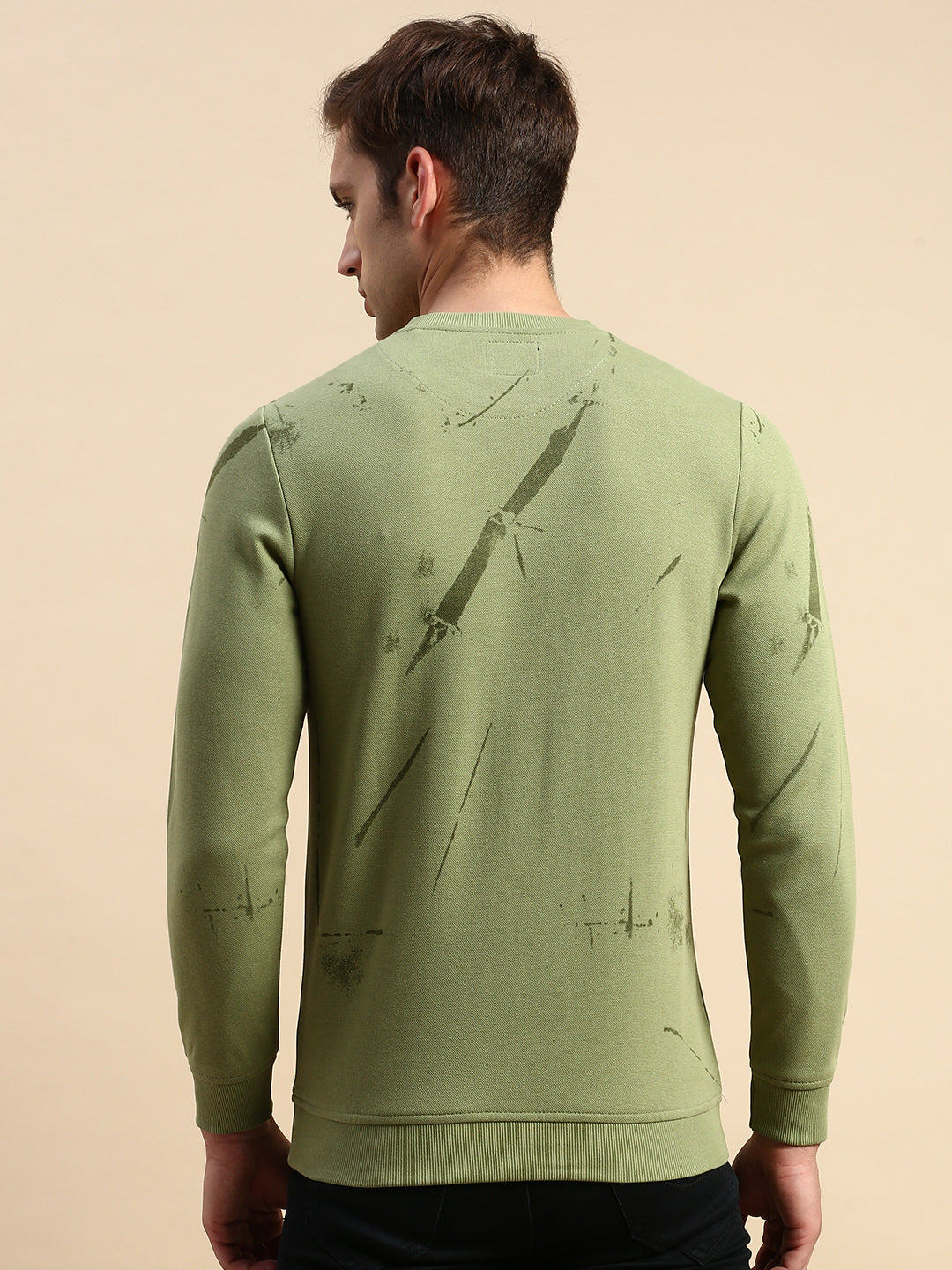 Men Green Printed Casual Sweatshirt