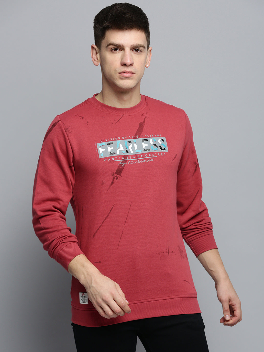 Men's Pink Printed Casual Sweatshirt