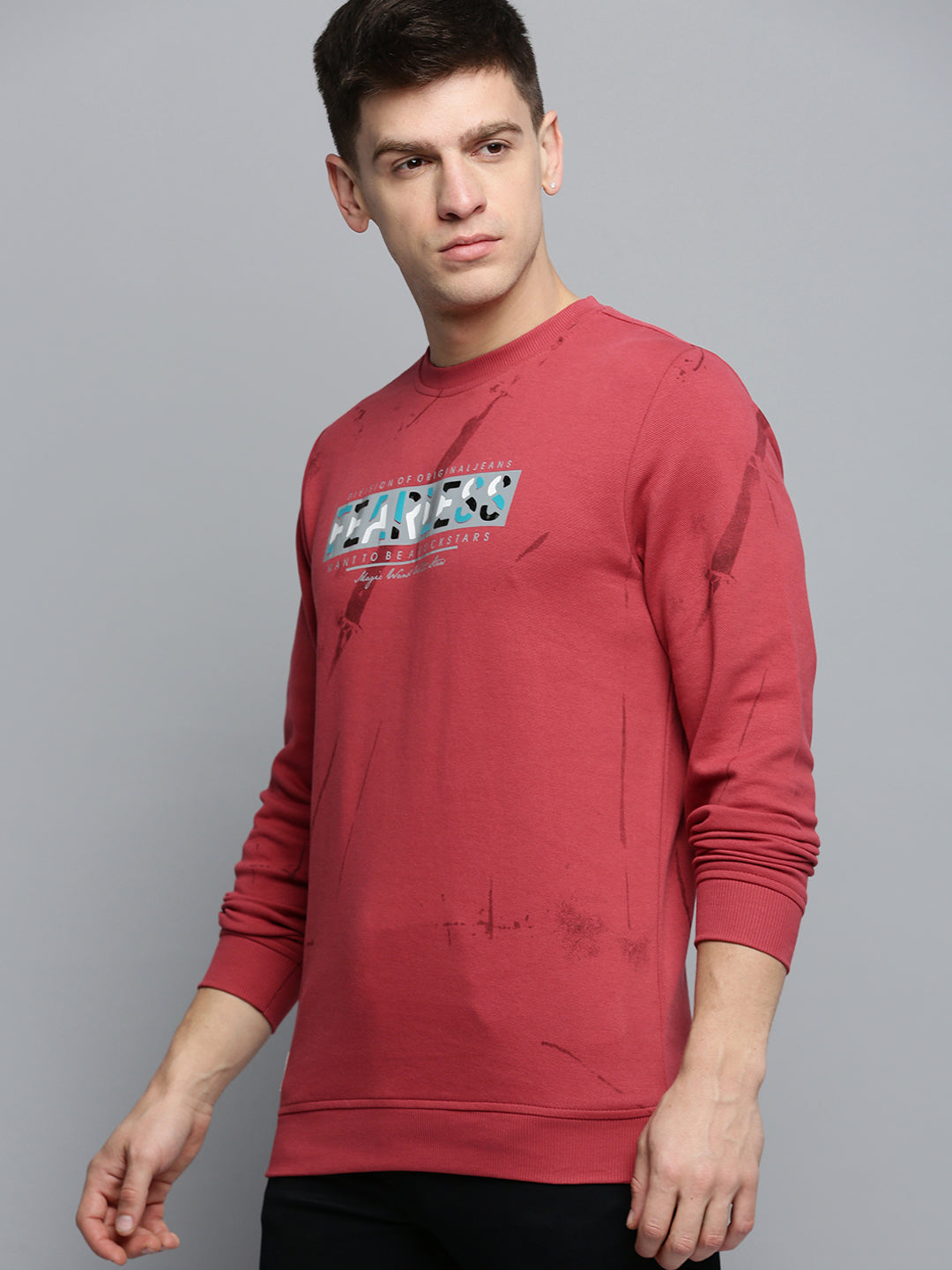 Men's Pink Printed Casual Sweatshirt