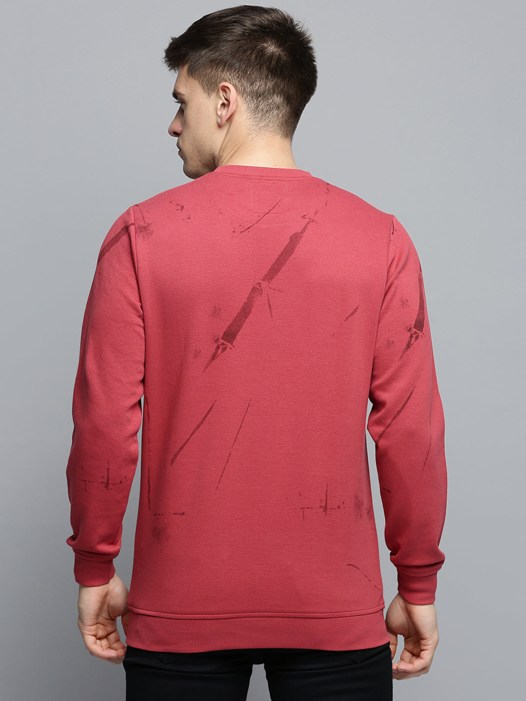 Men's Pink Printed Casual Sweatshirt