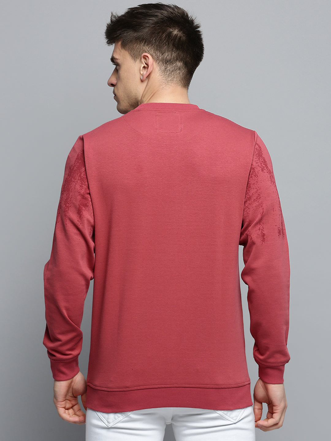 Men Pink Printed Casual Sweatshirt