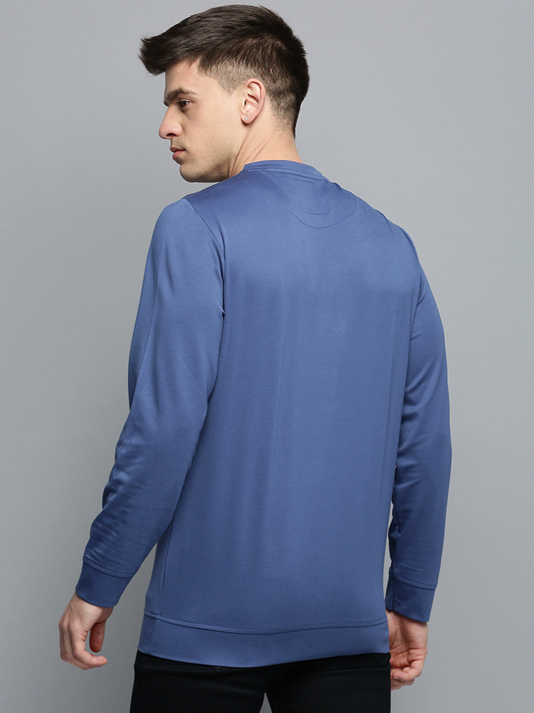 Men Blue Printed Casual Sweatshirt