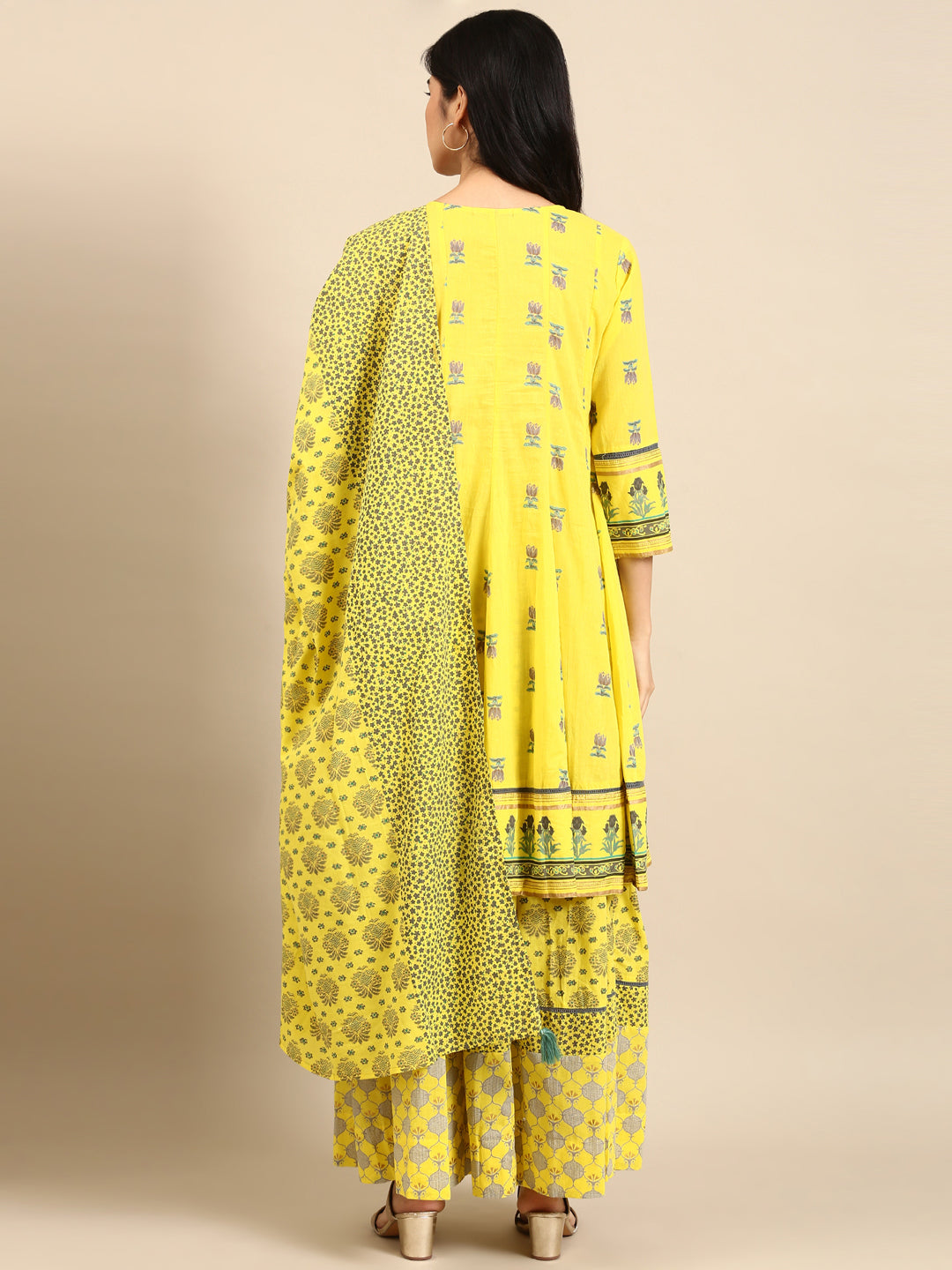 Women's Yellow Floral Kurta Set