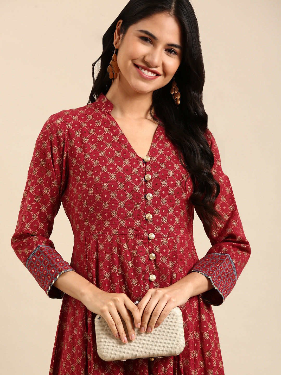 Women's Red Printed Anarkali Kurta