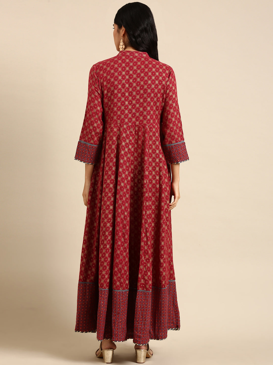 Women's Red Printed Anarkali Kurta