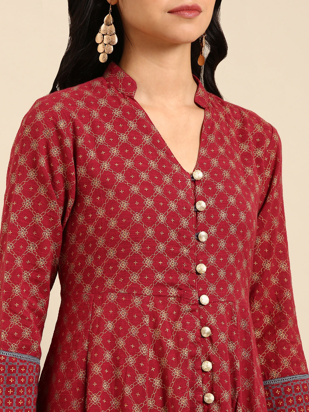 Women's Red Printed Anarkali Kurta