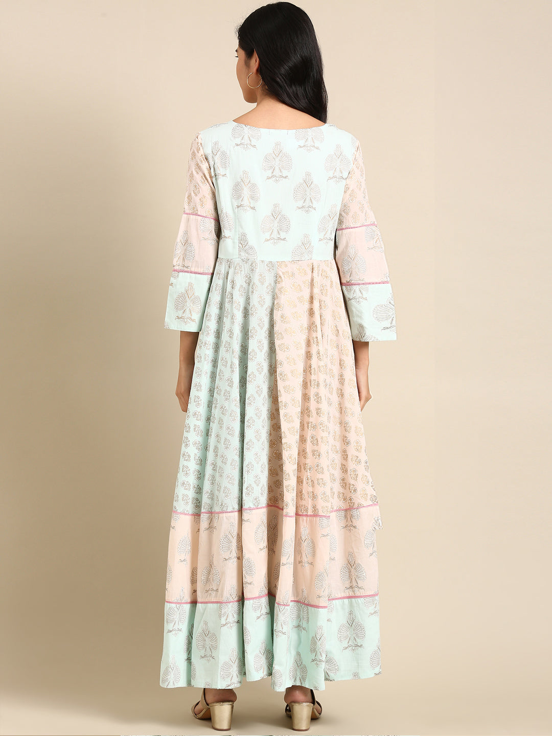 Women's Peach Embellished Anarkali Kurta