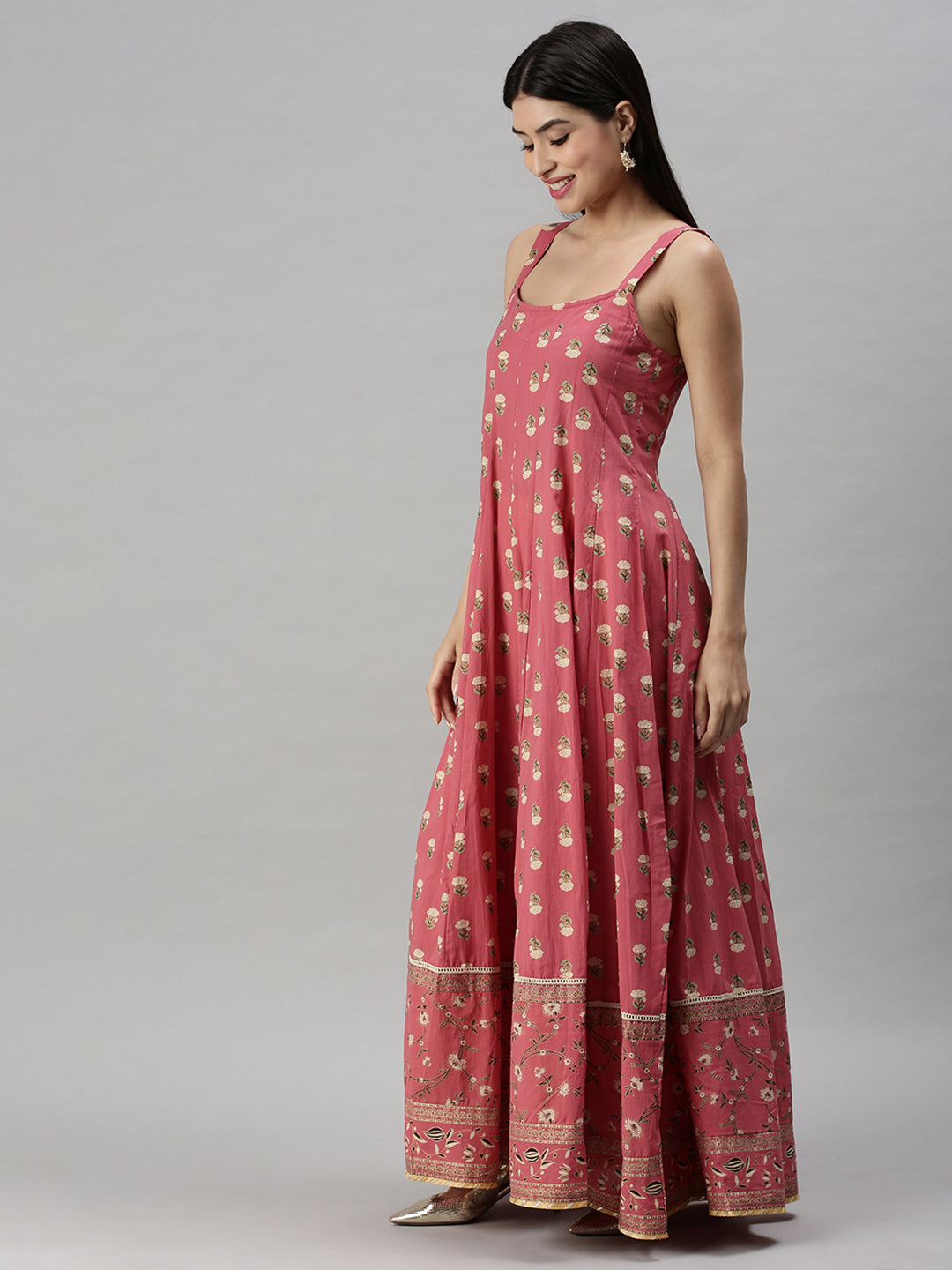 Women's Pink Floral Anarkali Kurta