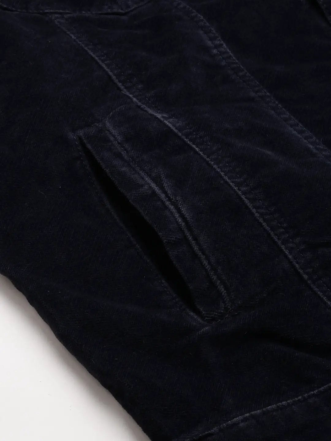 Men's Navy Solid Denim Jacket