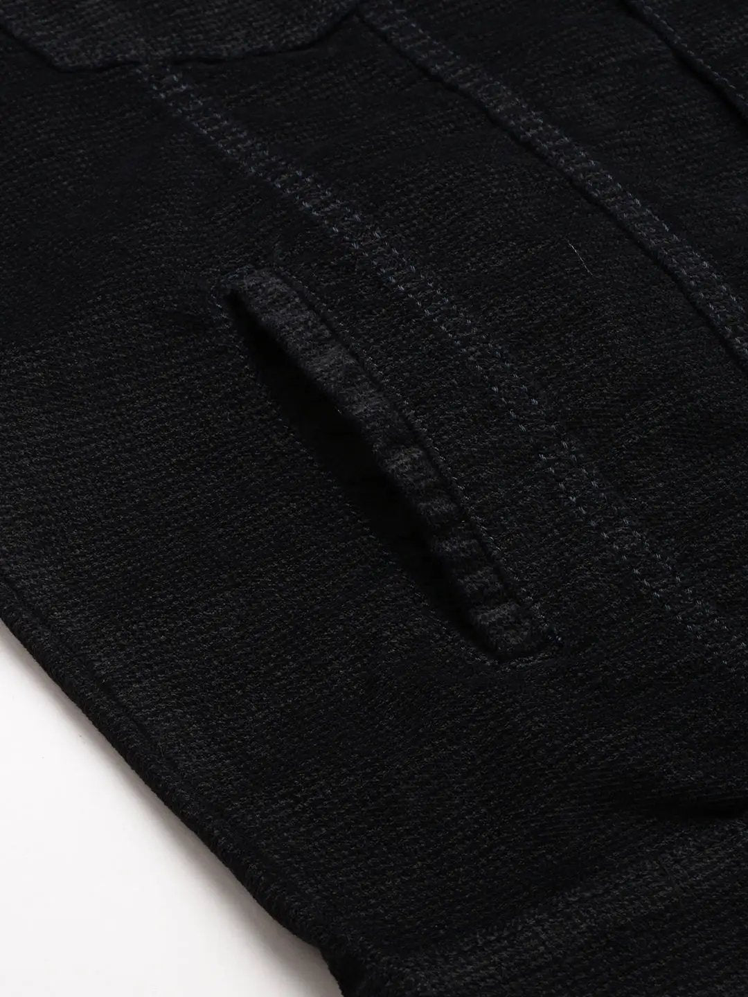 Men's Navy Solid Western Jacket