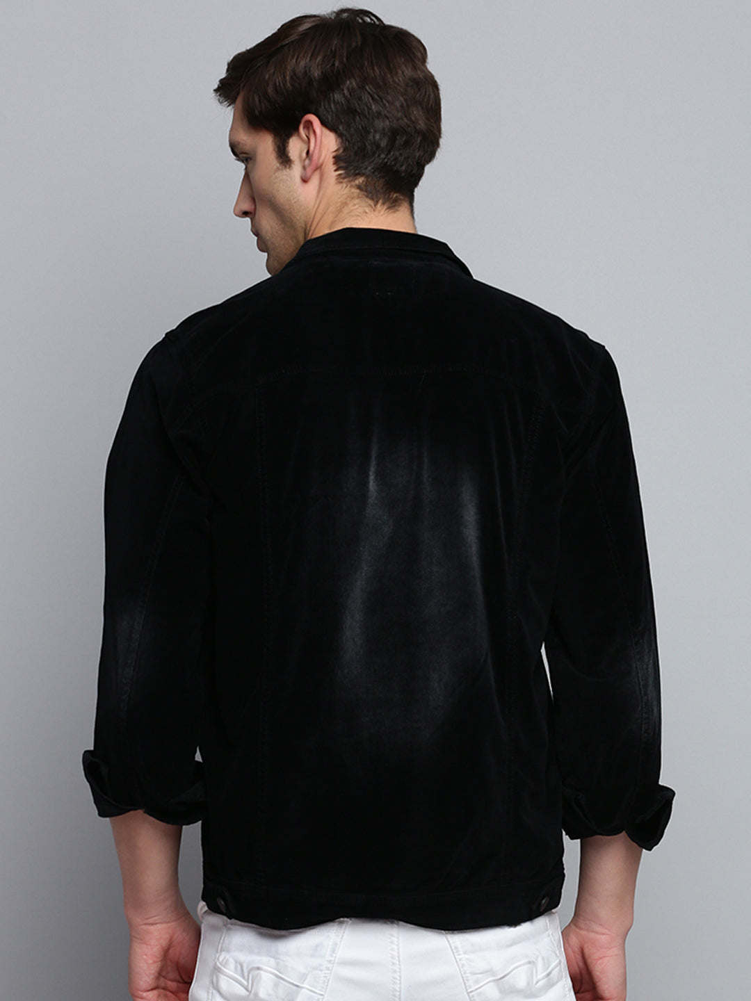 Men Black Solid Casual Jacket