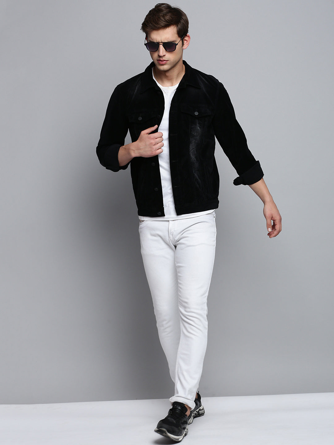 Men Black Solid Casual Jacket