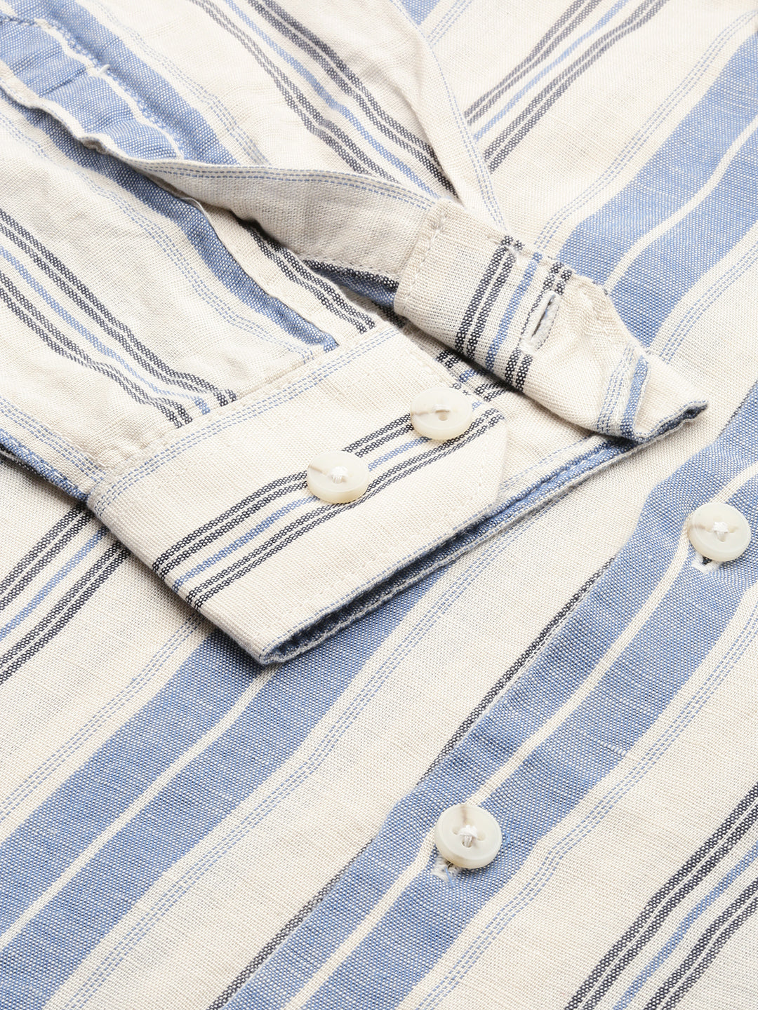 Men White Striped Casual Shirt