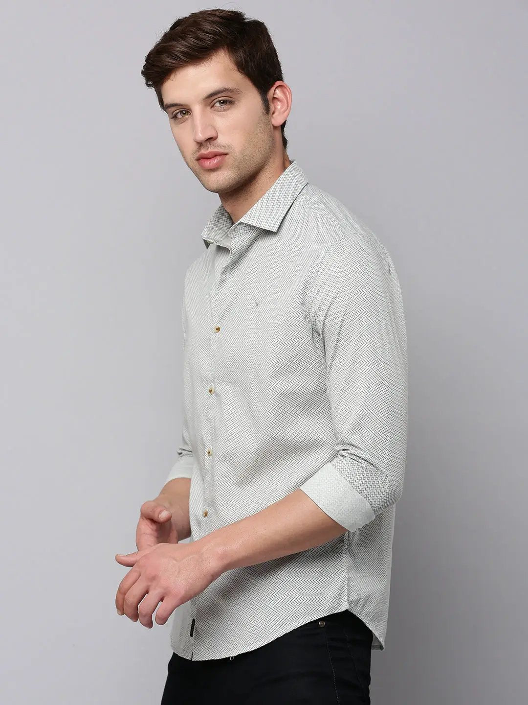 Men's Grey Printed Casual Shirt