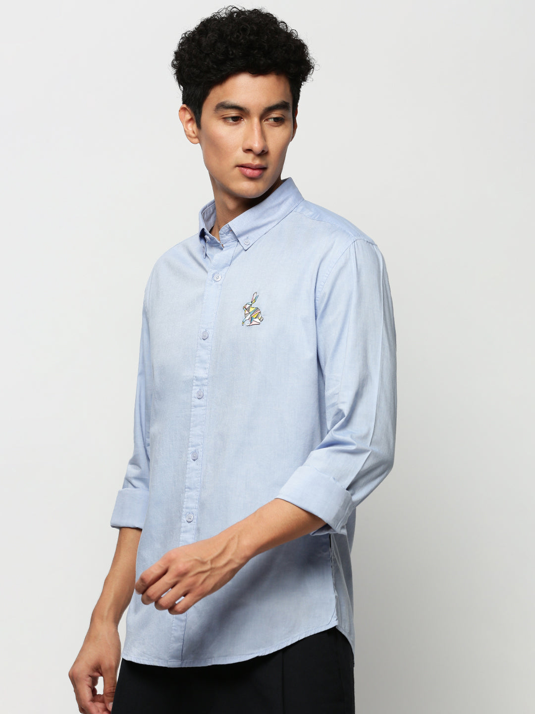 Men Blue Solid Casual Casual Shirts